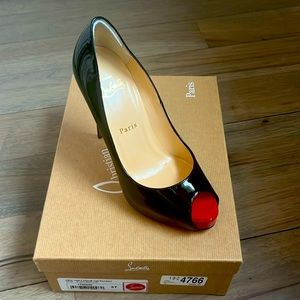 Christian Louboutin Lady Peep patent leather pumps 37.  Worn once.
